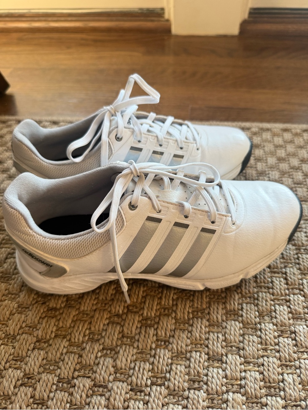 Adidas Kids 3 White Silver Adipower Golf Shoes